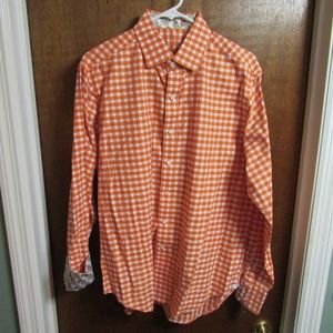 Robert Graham Orange Mens Button Down Shirt M